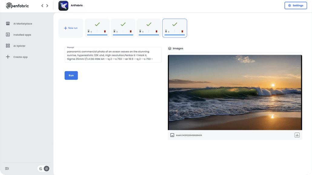 Openfabric AI Application Result